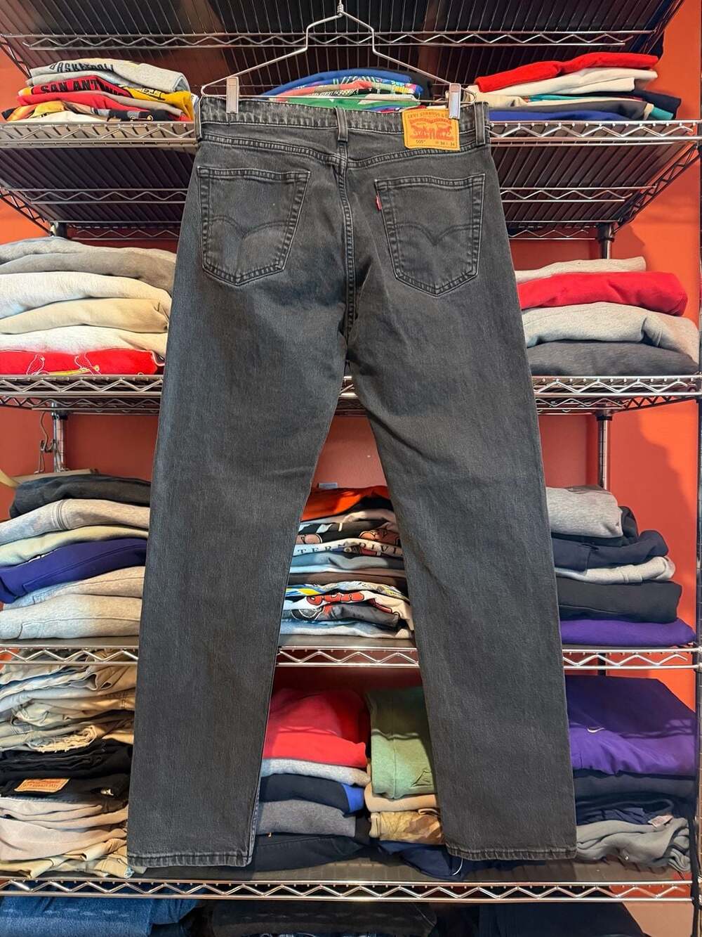 Levi's 505 Jeans Size W34 L34 Black Denim Straight Leg Pants